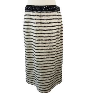 Donna Vinci Knits Black Cream Gold Thread Textured Striped Vintage Skirt Size 12